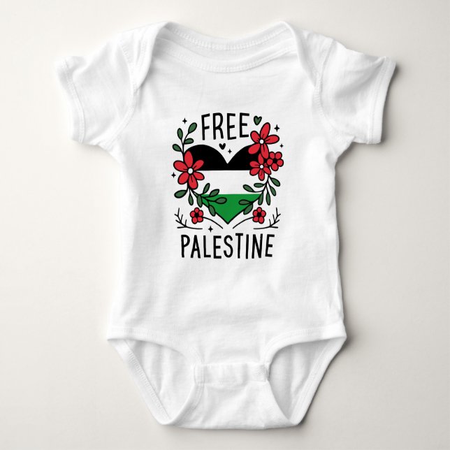 Free palestine flag baby bodysuit (Front)