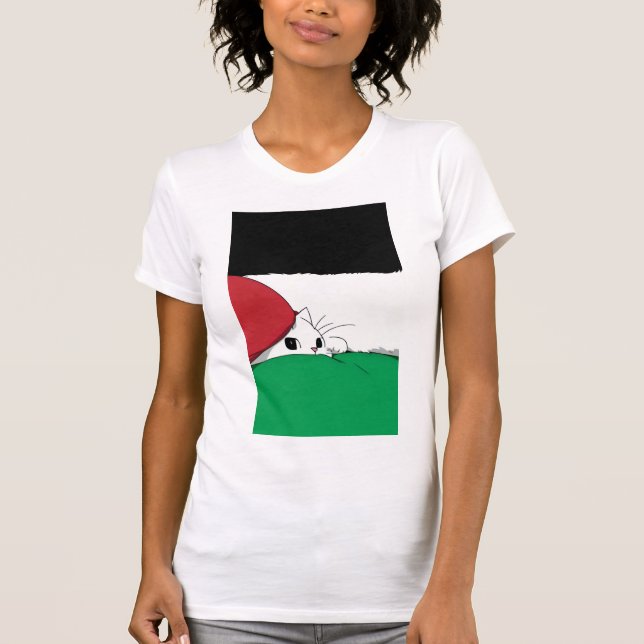 FREE PALESTINE Flag Cat  T-Shirt (Front)