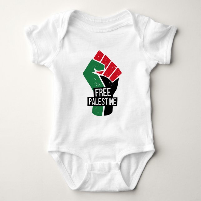 Free Palestine flag fist Baby Bodysuit (Front)