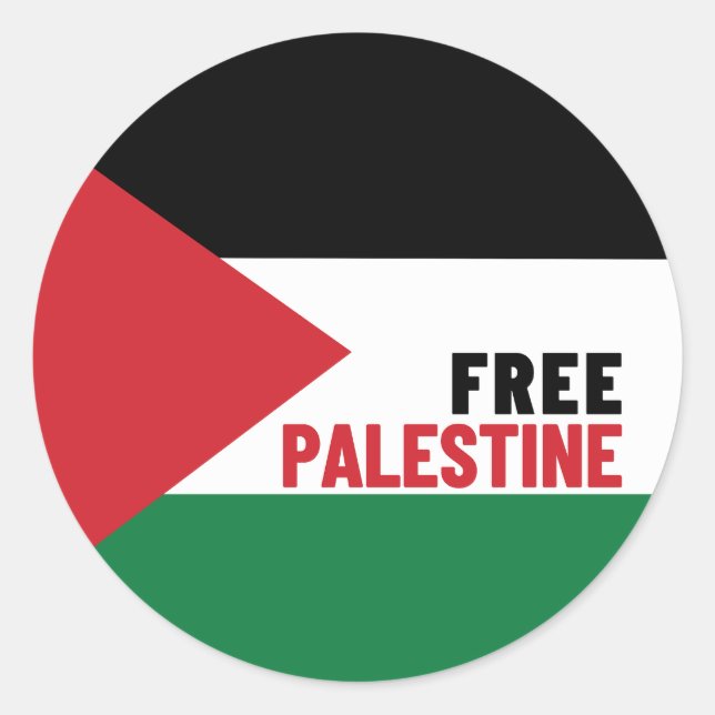 Free Palestine | Flag of Palestine | Anti War Classic Round Sticker (Front)