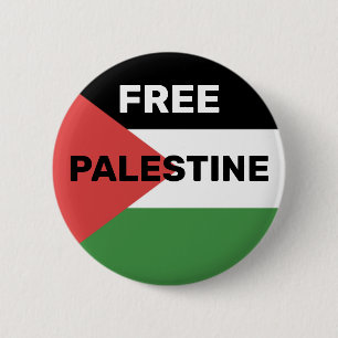 FREE PALESTINE FLAG RED BLACK GREEN WHITE 6 CM ROUND BADGE