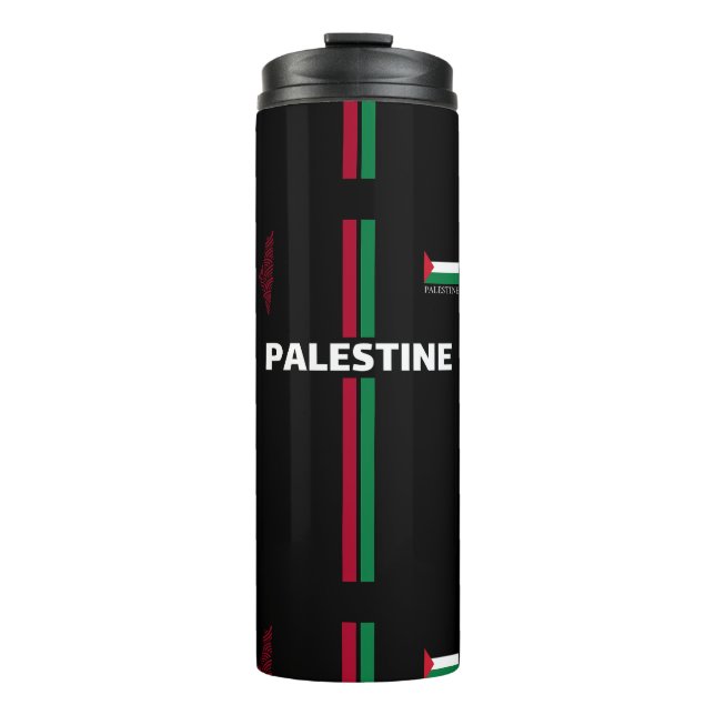 Free Palestine football  soccer - flag map team Thermal Tumbler (Front)
