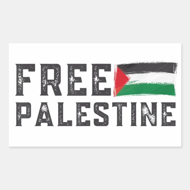 FREE PALESTINE, FREE GAZA PALESTINE RECTANGULAR STICKER (Front)