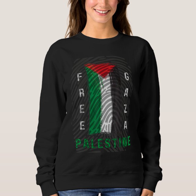 Free Palestine Gaza City Green Red White Country F Sweatshirt (Front)