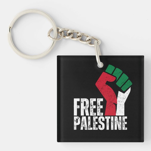 Free Palestine Gaza Flag - Freedom for Palestinian Key Ring (Front)