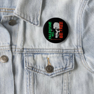 Free Palestine Gaza Genocide Skull 6 Cm Round Badge