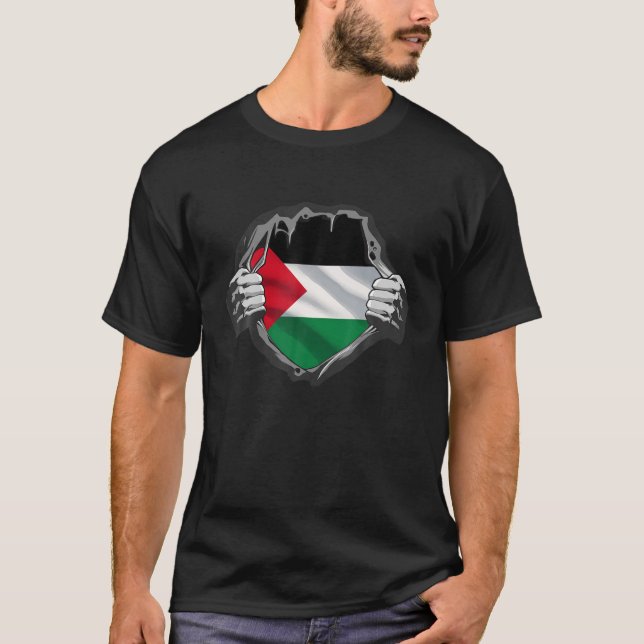Free Palestine Gaza Palestinian Flag Stand With Fa T-Shirt (Front)