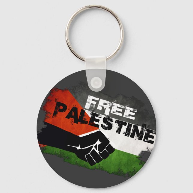 Free Palestine Grunge Flag Key Ring (Front)