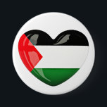 Free Palestine. Heart Shaped Palestinian Flag 7.5 Cm Round Badge<br><div class="desc">Free Palestine. Heart Shaped Palestinian Flag button.</div>