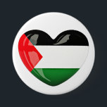 Free Palestine. Heart Shaped Palestinian Flag 7.5 Cm Round Badge<br><div class="desc">Free Palestine. Heart Shaped Palestinian Flag button.</div>