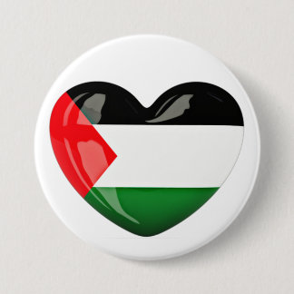 Free Palestine. Heart Shaped Palestinian Flag 7.5 Cm Round Badge