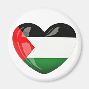 Free Palestine. Heart Shaped Palestinian Flag Magnet