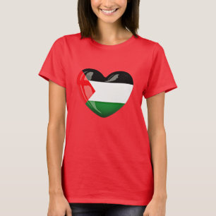 Free Palestine. Heart Shaped Palestinian Flag T-Shirt