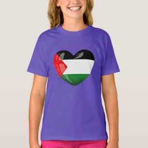 Free Palestine. Heart Shaped Palestinian Flag T-Shirt