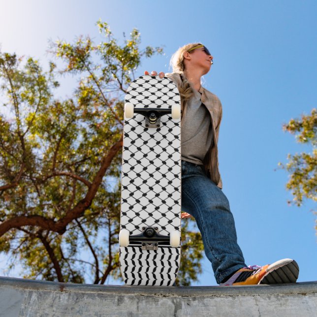Free Palestine Keffiyeh pattern black and white  Skateboard (Outdoor 1)