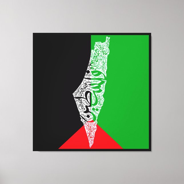 Free Palestine map and flag فلسطين Canvas Print (Front)