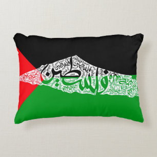 Free Palestine map and flag فلسطين Decorative Cushion