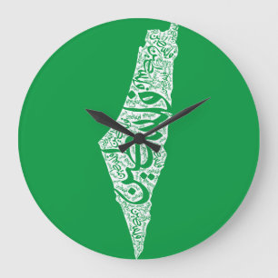 Free Palestine map and flag فلسطين Large Clock