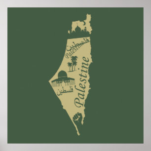 free Palestine map illustration freedom Poster