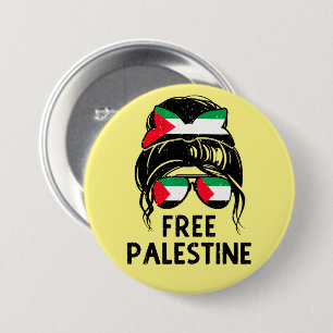 Free Palestine Messy Bun Palestinian Mom Gaza 7.5 Cm Round Badge