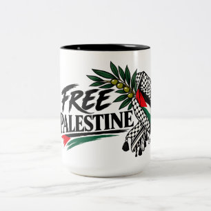 Free Palestine Mug with map and keffiyeh pattern