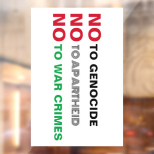 FREE PALESTINE NO TO GENOCIDE APARTHEID WAR CRIMES