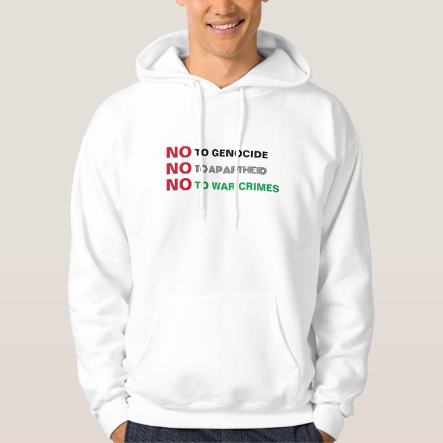 FREE PALESTINE NO TO GENOCIDE APARTHEID WAR CRIMES HOODIE (Front)