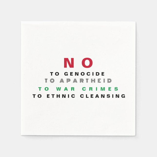 FREE PALESTINE NO TO GENOCIDE APARTHEID WAR CRIMES NAPKIN (Front)