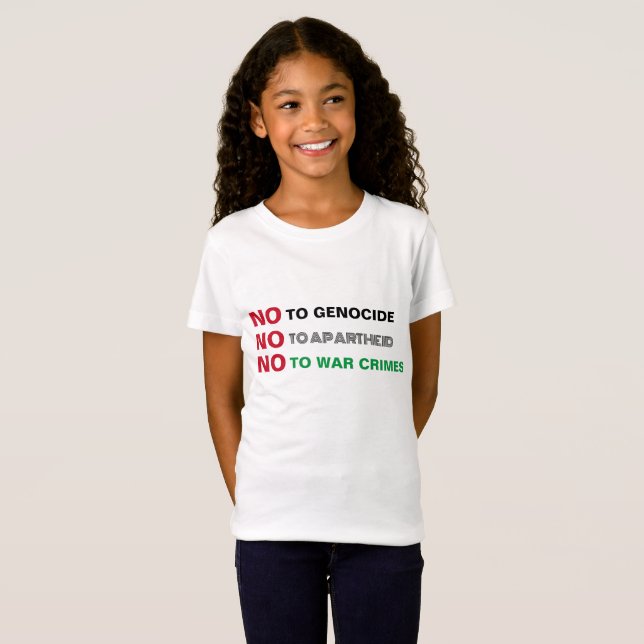 FREE PALESTINE NO TO GENOCIDE APARTHEID WAR CRIMES T-Shirt (Front Full)