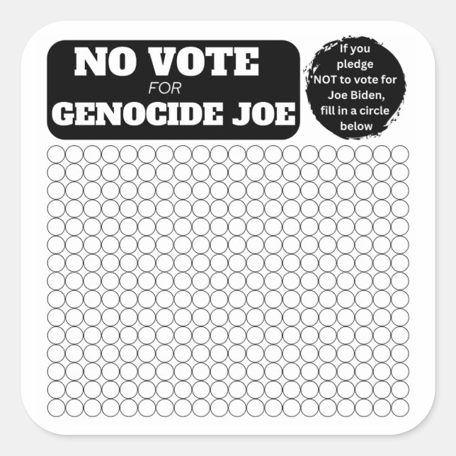 FREE PALESTINE - No Vote for Genocide Joe - Pledge Square Sticker (Front)