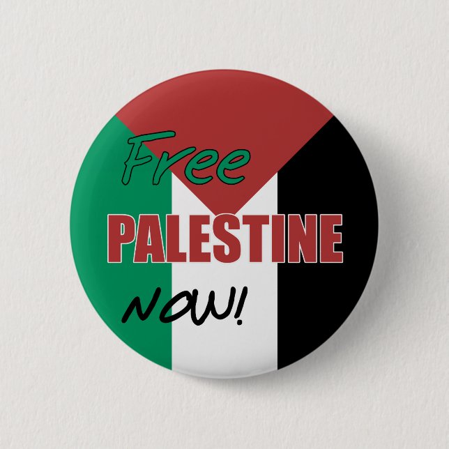 Free Palestine Now Palestinian Flag 6 Cm Round Badge (Front)
