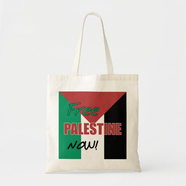 Free Palestine Now Palestinian Flag Tote Bag (Front)