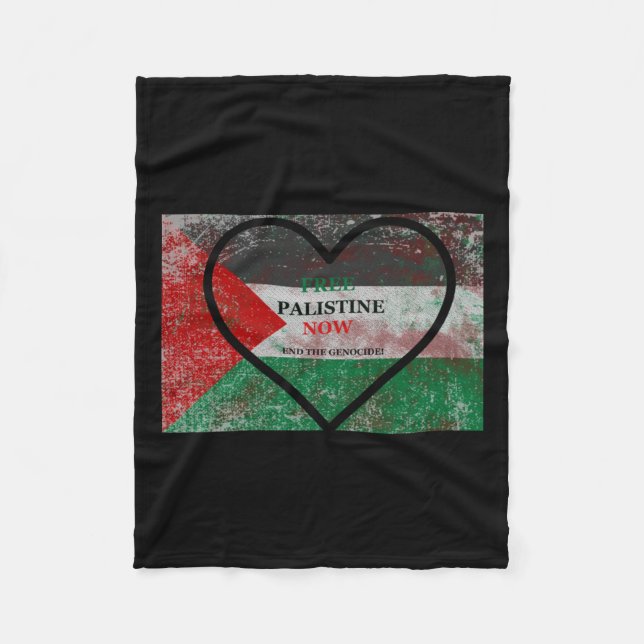 Free Palestine Now Sticker  Fleece Blanket (Front)