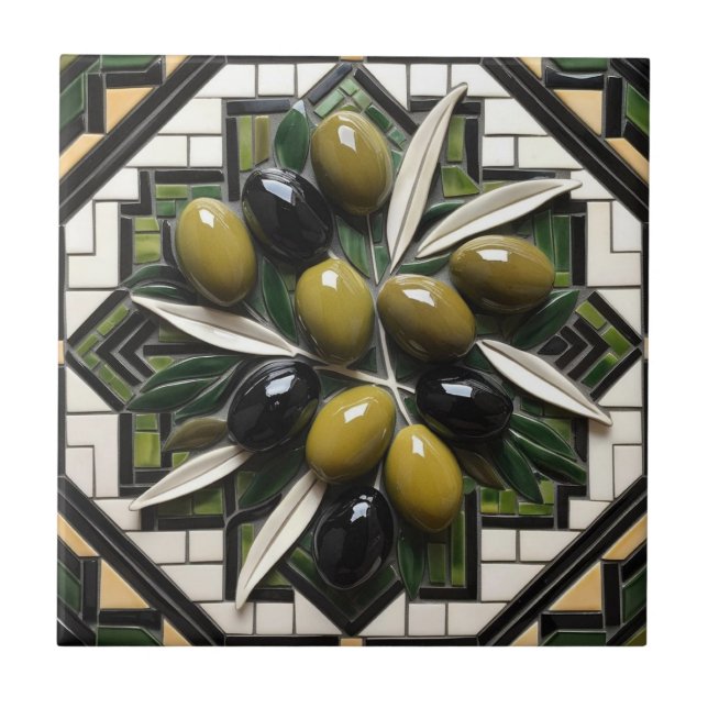 FREE PALESTINE olives branches mosaic ceramic tile (Front)