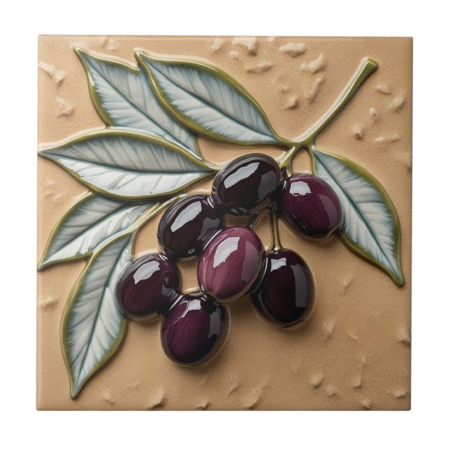 FREE PALESTINE olives branches mosaic ceramic tile (Front)
