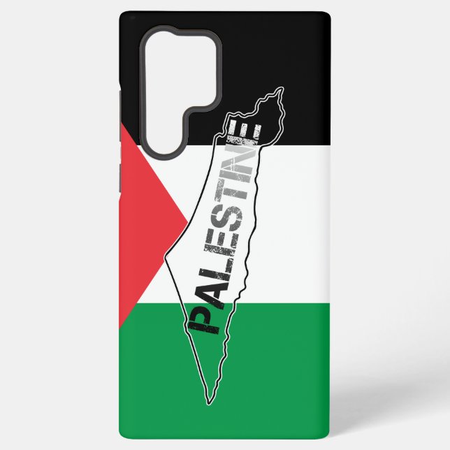 Free Palestine Palestine Map on Palestine Flag Samsung Galaxy S22 Ultra Case (Back)