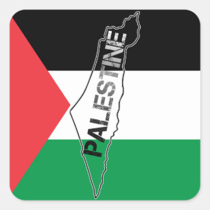 Free Palestine Palestine Map on Palestine Flag Square Sticker