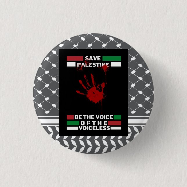 Free Palestine Pin Button in Palestine Flag Theme (Front)