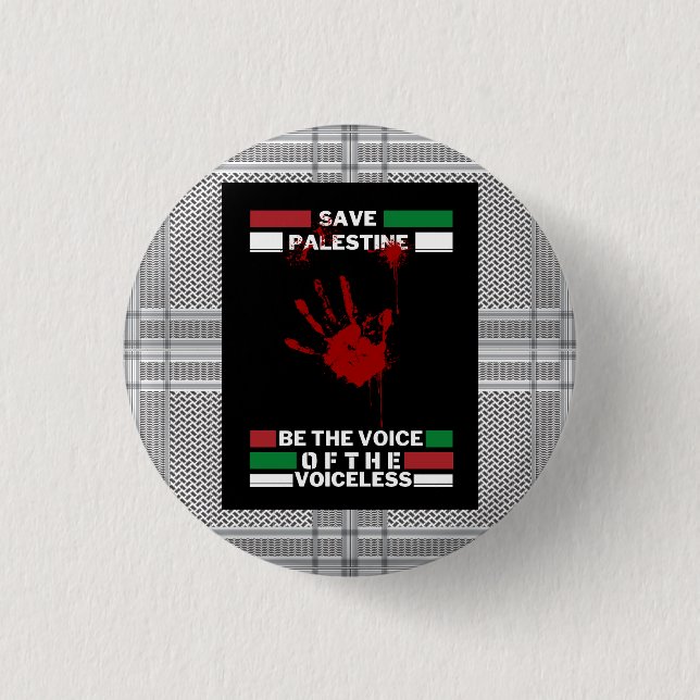 Free Palestine Pin Button in Palestine Flag Theme (Front)