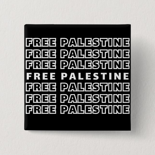 FREE PALESTINE Repeat Text typography Design  15 Cm Square Badge (Front)