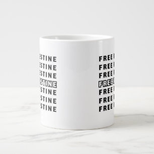 FREE PALESTINE Repeat Text typography Design Large Coffee Mug