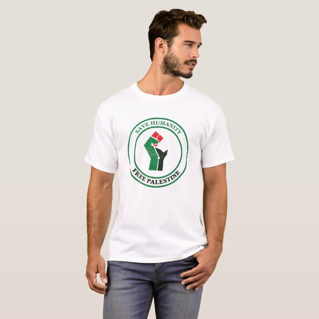 Free Palestine,  Save Humanity, Solidarity T-Shirt (Front Full)