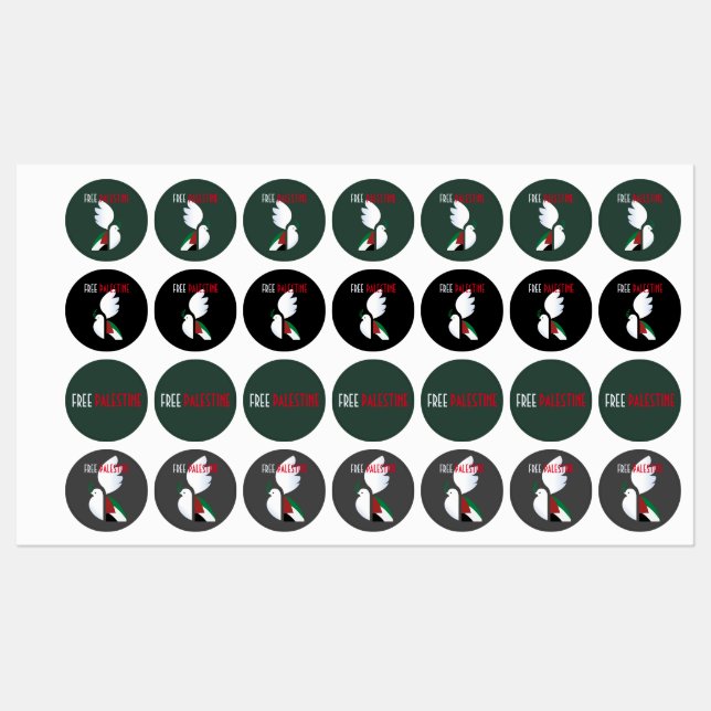 Free Palestine Solidarity Labels – Human Rights  (Sheet)
