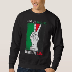 Free Palestine Stand With Gaza Flag Long Live Pale Sweatshirt