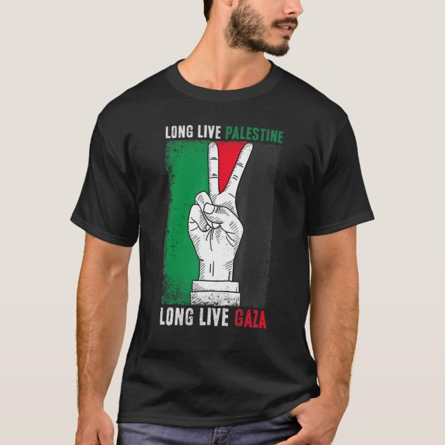 Free Palestine Stand With Gaza Flag Long Live Pale T-Shirt (Front)