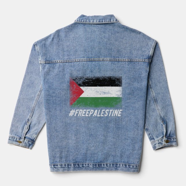 Free Palestine Stand with Palestine Denim Jacket (Back)