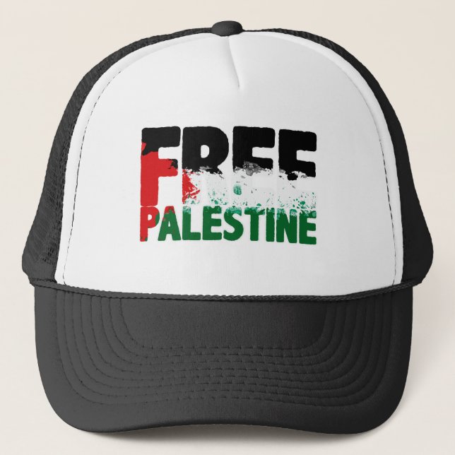 FREE PALESTINE STOP WAR IN GAZA TRUCKER HAT (Front)