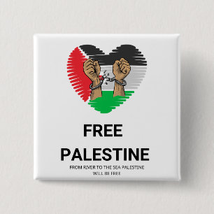 Free Palestine  text 15 Cm Square Badge