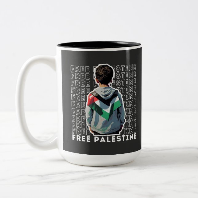 FREE PALESTINE Two-Tone COFFEE MUG (Left)