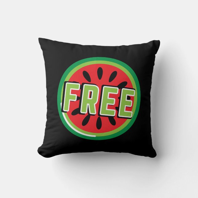 Free Palestine watermelon- Freedom for Palestinian Cushion (Front)